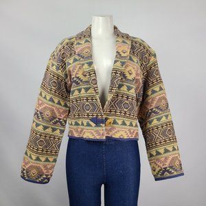 Vintage Flashback Cotton Woven Yellow Navaho Jacket Size M